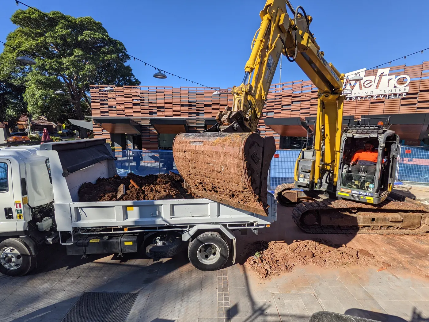 Drainage trench excavation in progress